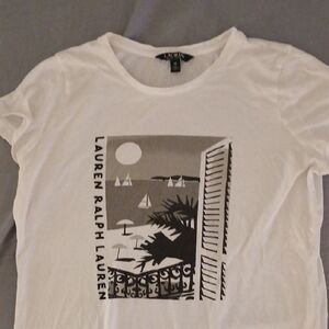 Lauren Ralph Lauren White Graphic Tee